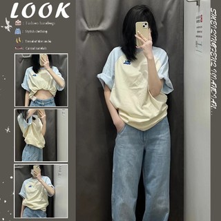 SOERVIMY áo phông Áo Thun Phong 100% COTTON cách mỹ Đường phố rộng Nữ Tay Lỡ cổ điển Chữ cái Logo JL2524 A99J35L