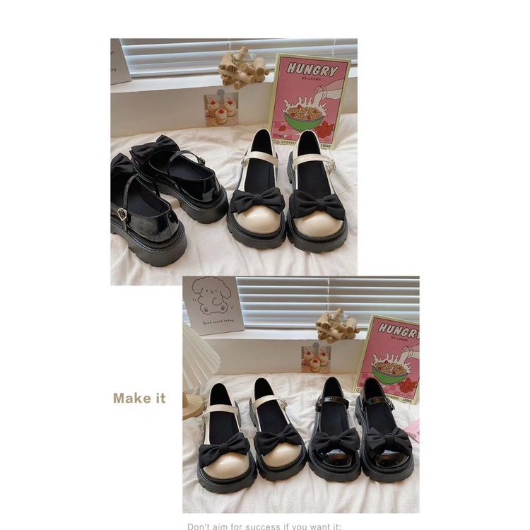 Giày Búp Bê Da Đế Xuồng Đính Nơ To Kiểu Nhật Bản Thời Trang Mùa Hè 2023 Cho Nữ
