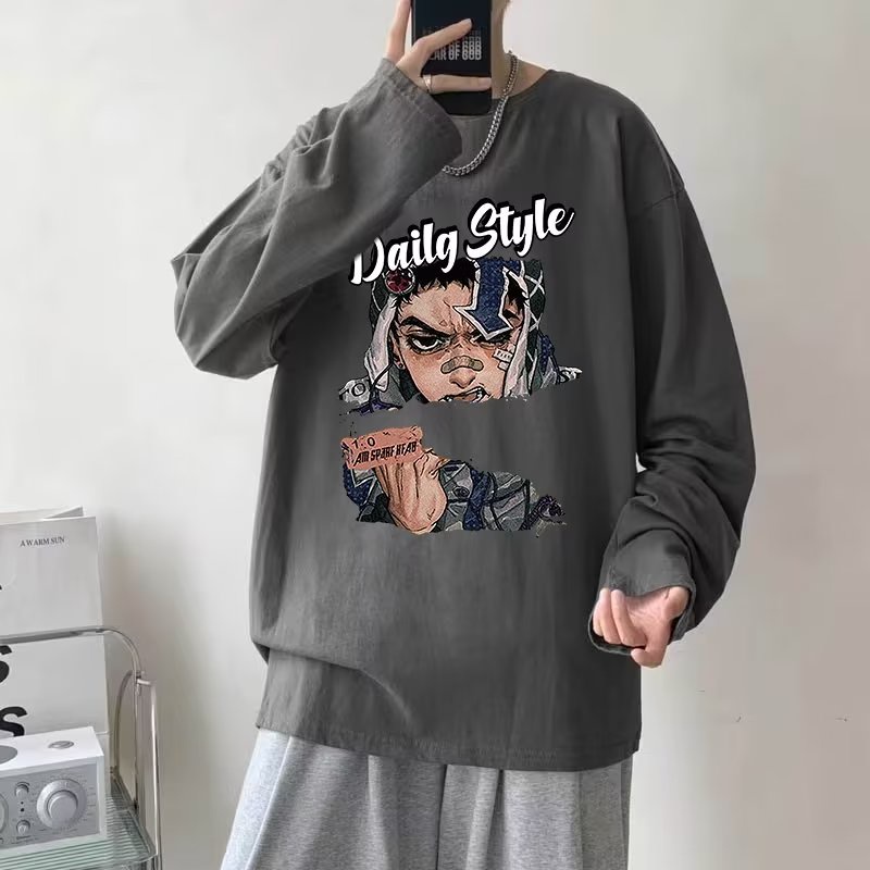 Áo phông nam big size có size lớn M-8xl Áo Thun Tay Dài Oversize Chất Liệu Cotton In Hình anime Phong Cách hip hop Đường Phố Mỹ Dành Cho Nam Nữ