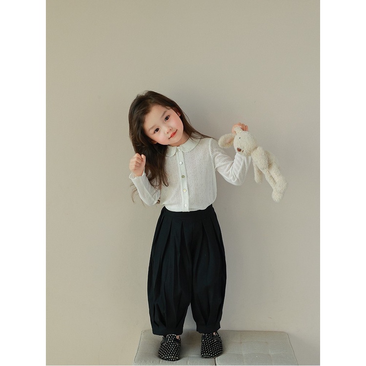 Quần Dài Xếp Ly Màu Trơn Phong Cách Hàn Quốc Thời Trang Mùa Xuân Cho Bé Gái