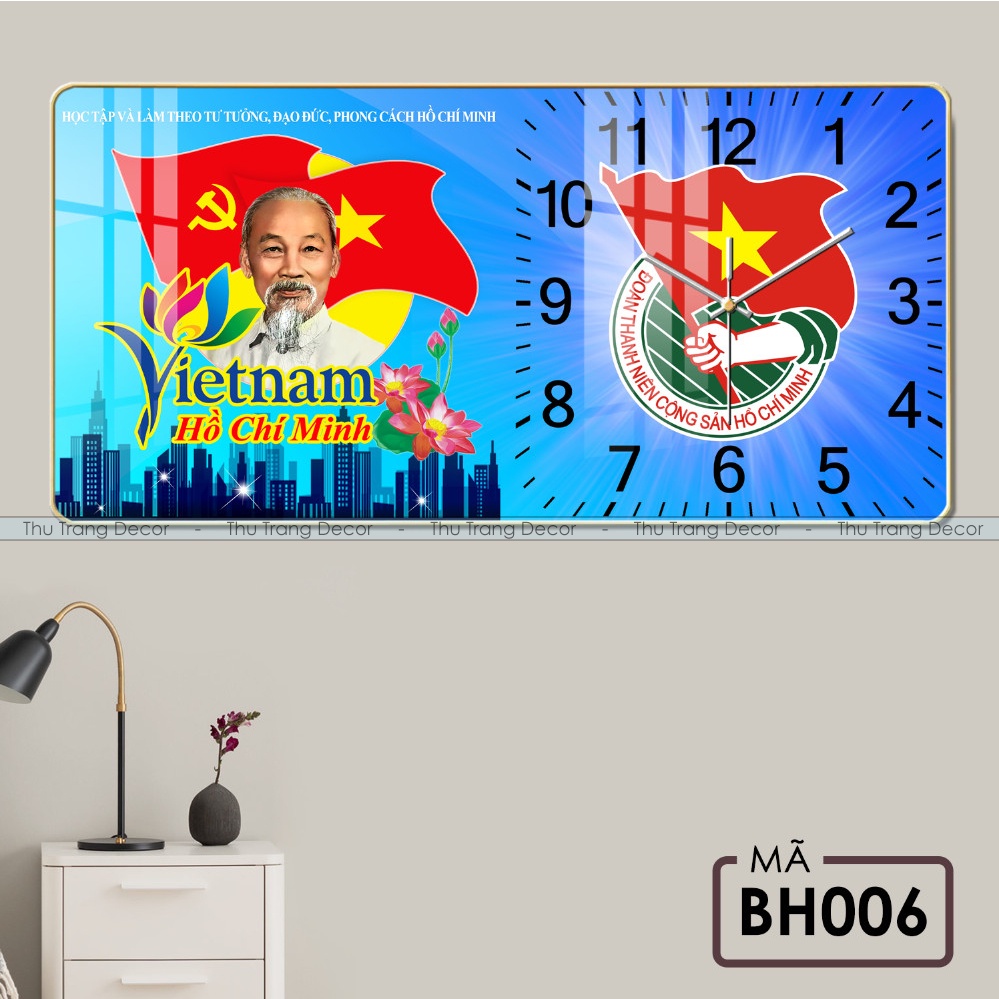 Đồng Hồ Tráng Gương Treo Tường "BÁC HỒ" In UV 5D Cao Cấp