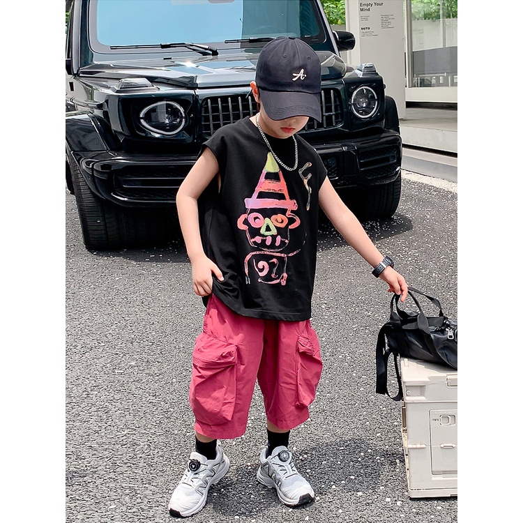 Áo thun YIDANL 100% cotton không tay thời trang cho bé trai