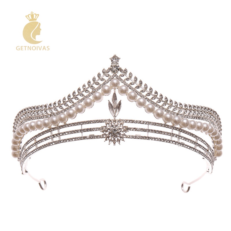 GETNOIVAS Vương Miện Cô Dâu Đính Hạt Đơn Giản Sang Trọng