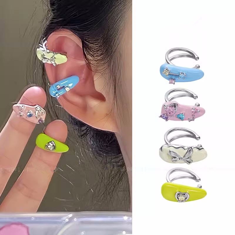 Khuyên Kẹp Vành Tai Không Cần Xỏ Lỗ Nhiều Màu Sắc Thời Trang Mới Cho Nữ