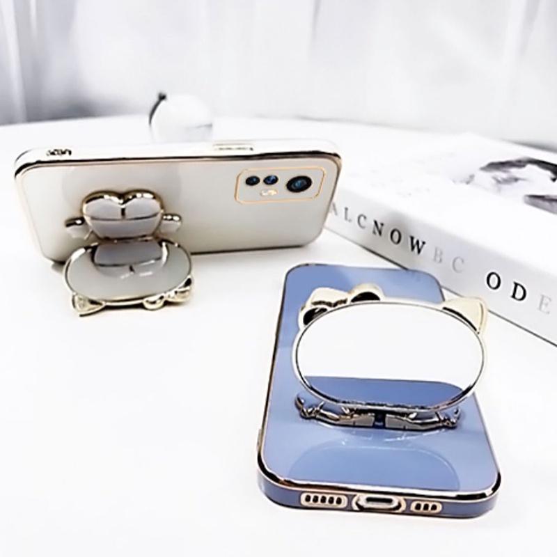 Ốp Điện Thoại Silicon Mềm Có Giá Đỡ Hình Mèo Và Gương Soi Cho OPPO Reno 10 Pro 5G Reno10 Plus