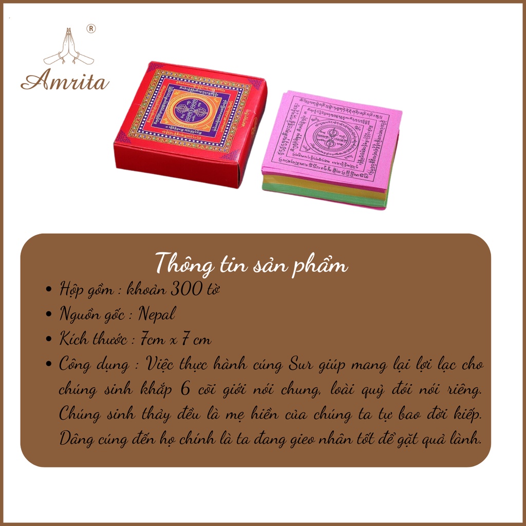 Kinh Văn Cúng Sur - Kinh văn giấy hỏa tịnh Bộ giải thoát Tagdrol - giảm nghiệp, siêu độ - Amrita