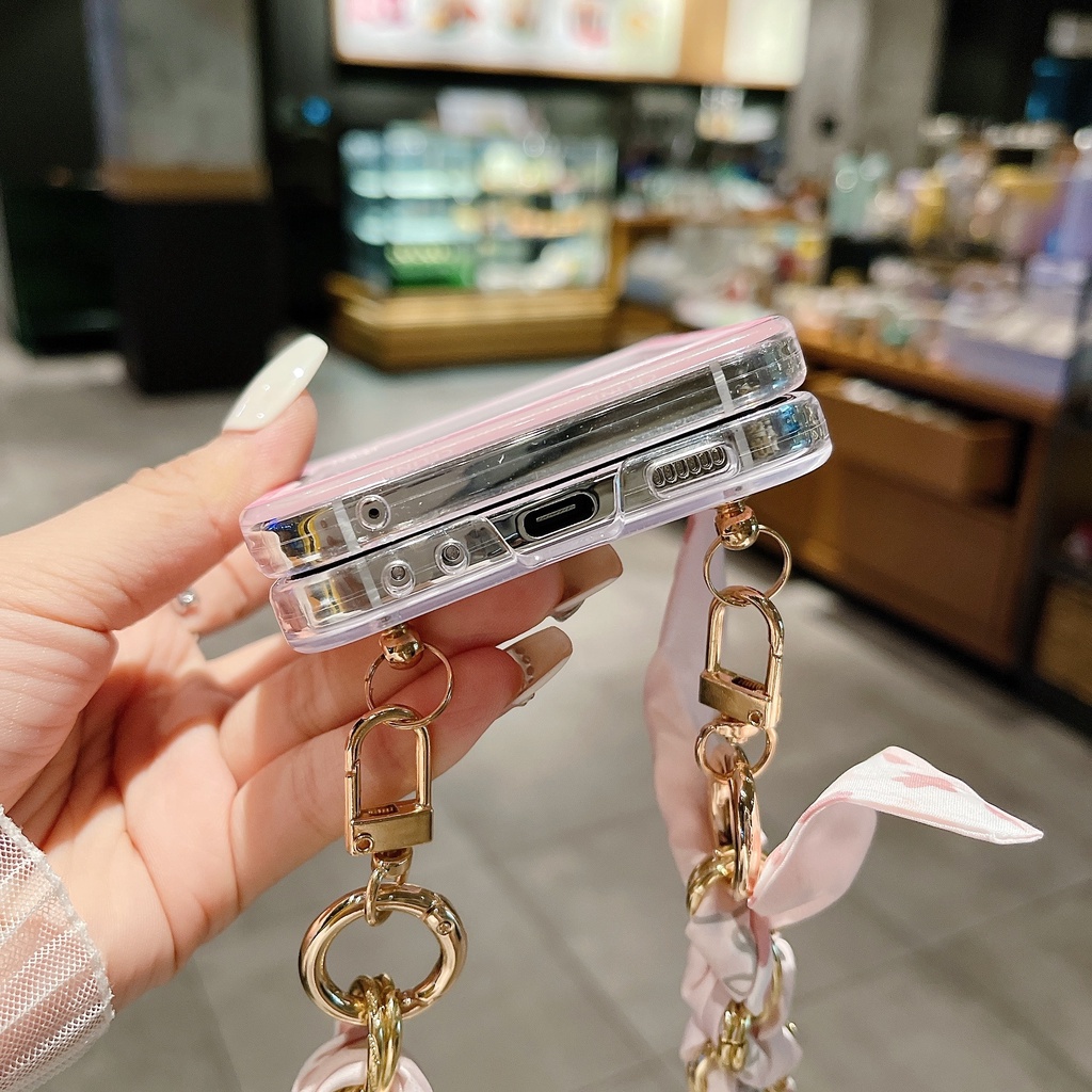 Ốp Điện Thoại Màu Hồng Họa Tiết Sang Trọng Cho Samsung Galaxy Z Flip 3 4 5 5G Premium Galaxy Z Flip5