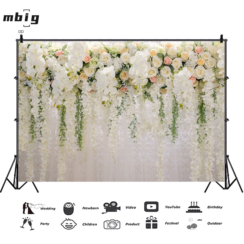 Phông Nền Chụp Ảnh Bằng Vải Vinyl In Họa Tiết Hoa 3D Kích Thước 120x80cm