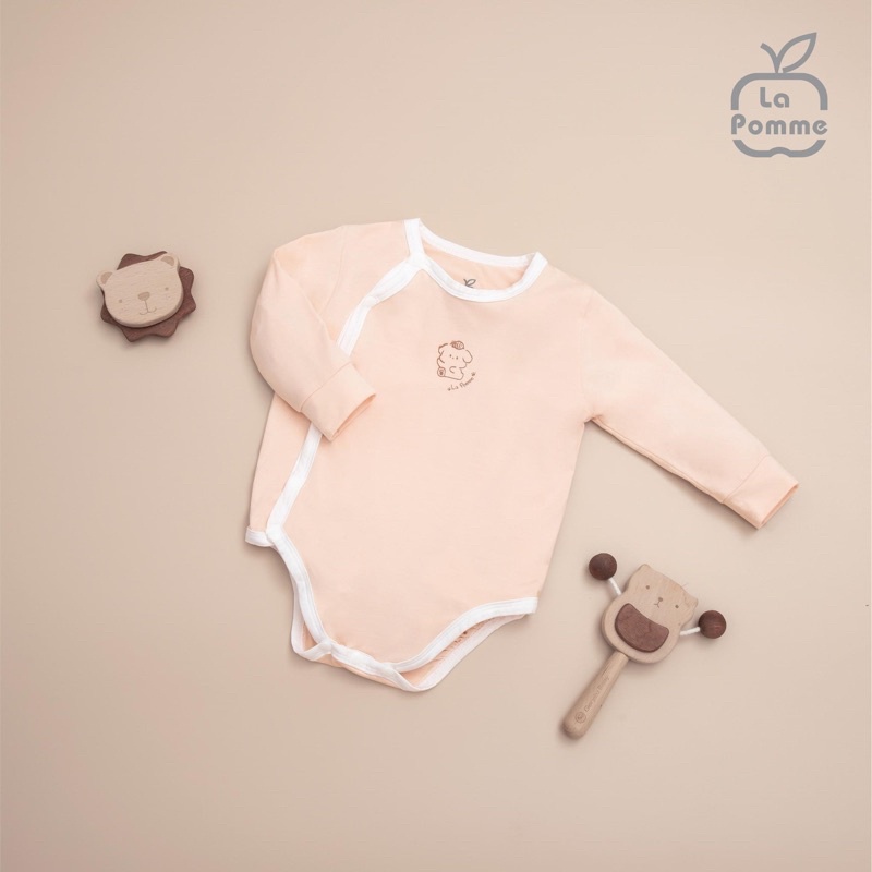 La Pomme - Bộ Body Chip liền thân Dài Tay La Pomme họa tiết NB 0M 3M Full