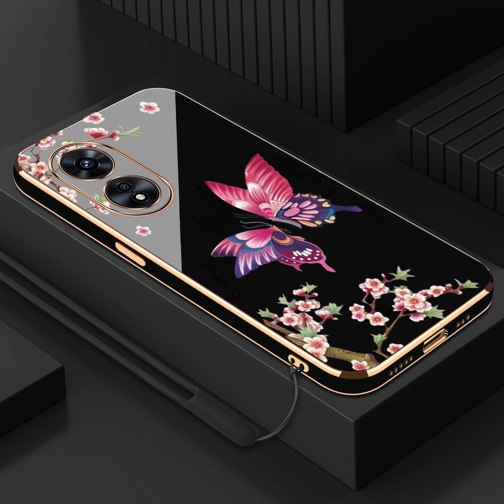 Ốp lưng oppo reno 8t 4g ốp lưng điện thoại oppo reno 8t 5g mạ ốp lưng silicon viền thẳng hình bướm đẹp