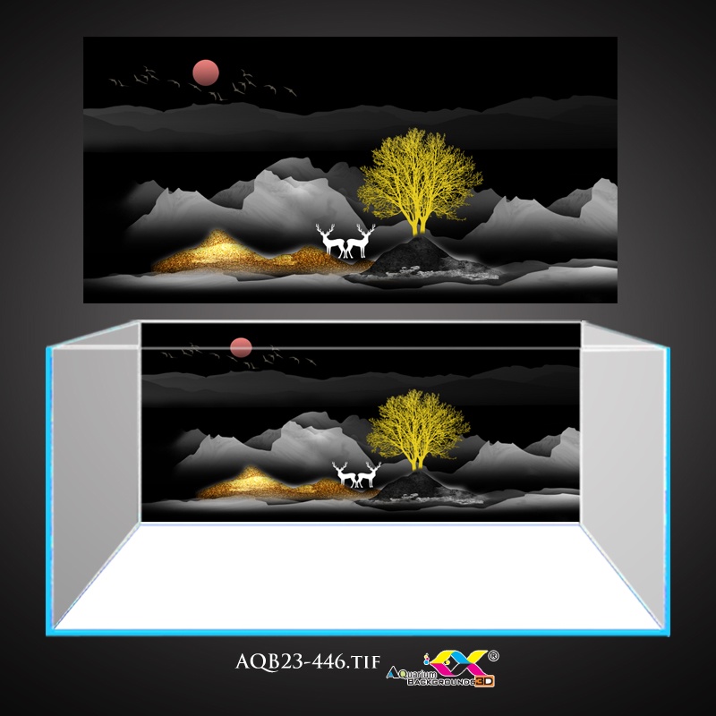 Tranh 3D Koifish - Tranh 3D dán bể cá - Mẫu mới siêu đẹp - Nền đen siêu nét - AQB23-446