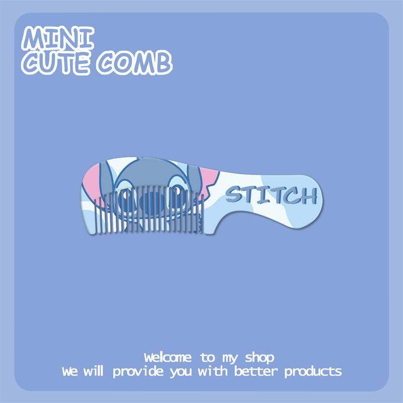 Lược Chải Tóc Mái Bằng Nhựa Màu Xanh Dương In Họa Tiết Hoạt Hình Stitch