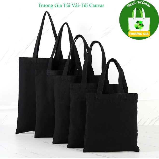 Túi xách vải canvas trơn màu đen tự in ấn vẽ thiết kế Trương Gia Túi Vải - Túi Canvas
