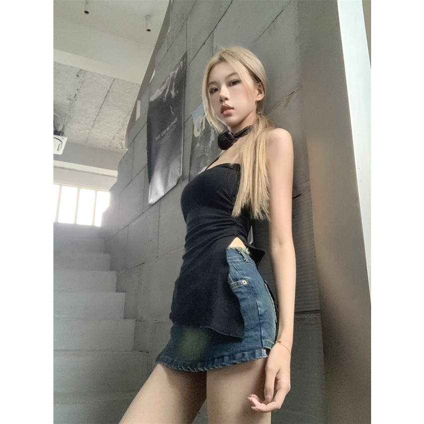 Áo Hai Dây Dáng Ngắn Phong Cách Hàn Quốc Thời Trang Quyến Rũ Cho Nữ