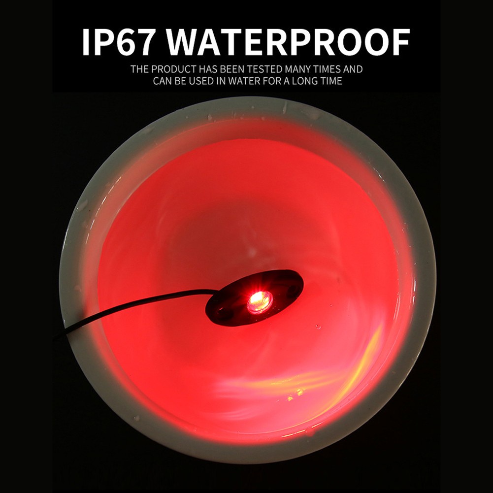 Đèn gầm led 12v chống thấm nước hợp kim nhôm off-road lưới tản nhiệt xe tăng đèn tín hiệu cho ô tô xe huấn luyện viên xe suv xe tải van màu đỏ xanh