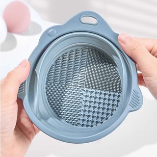 Multi-function silicone makeup brush cleaning bowl / powder puff beauty scrubber pad / foldable eyeshadow brushes wash mat