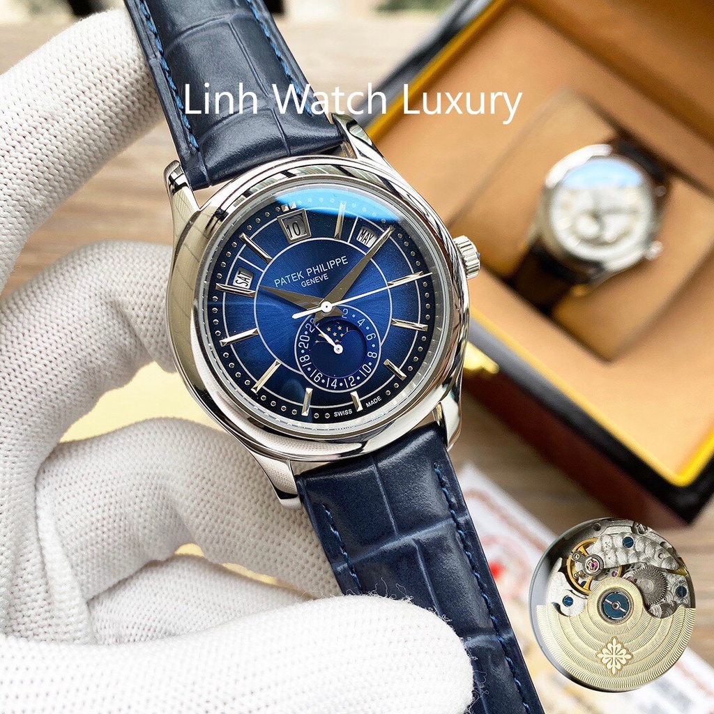 Đồng Hồ Nam Patek Máy Cơ Automatic Cao Cấp, Đồng Hồ Dây Da Mặt Kính Chống Xước Chống Nước Chất Lượng Cao
