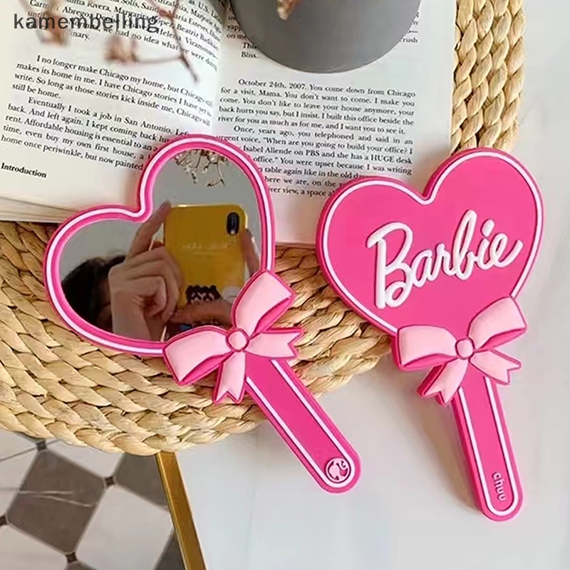 Kamembelling barbie gương cầm tay barbie sê-ri dễ thương màu hồng hình trái tim gương cầm tay phim hoạt hình nhập vai thư cầm tay gương trang điểm en