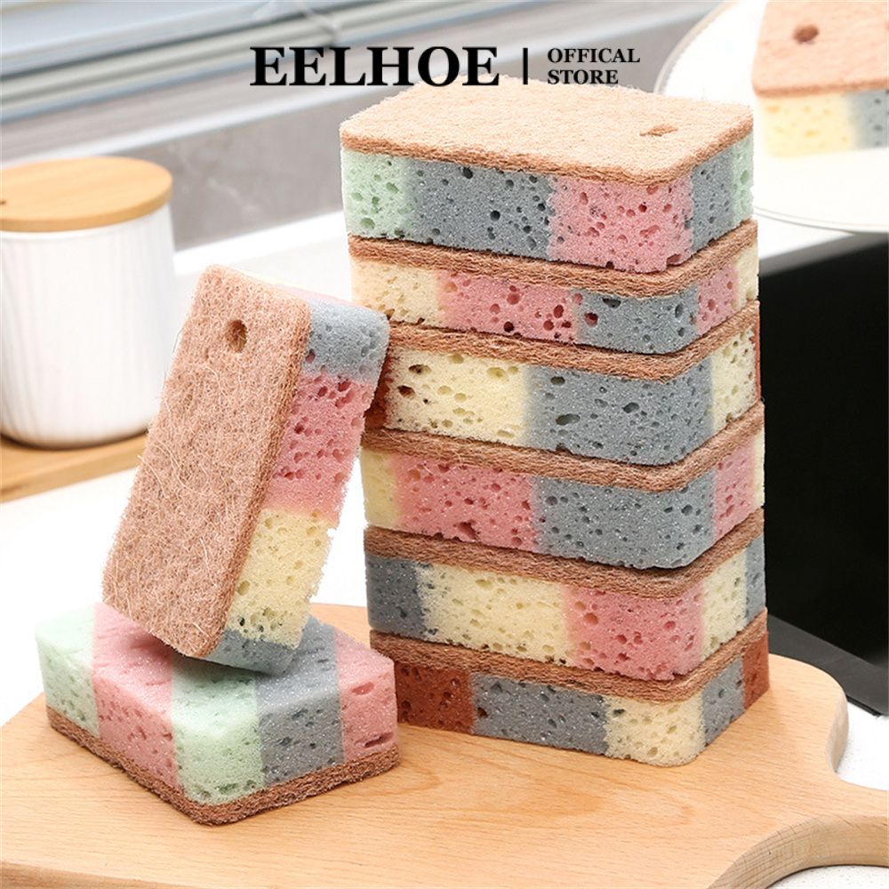 Bọt biển chà rửa EELHOE hai mặt mật độ cao chịu tải nặng làm sạch đa năng cho nhà bếp gia đình