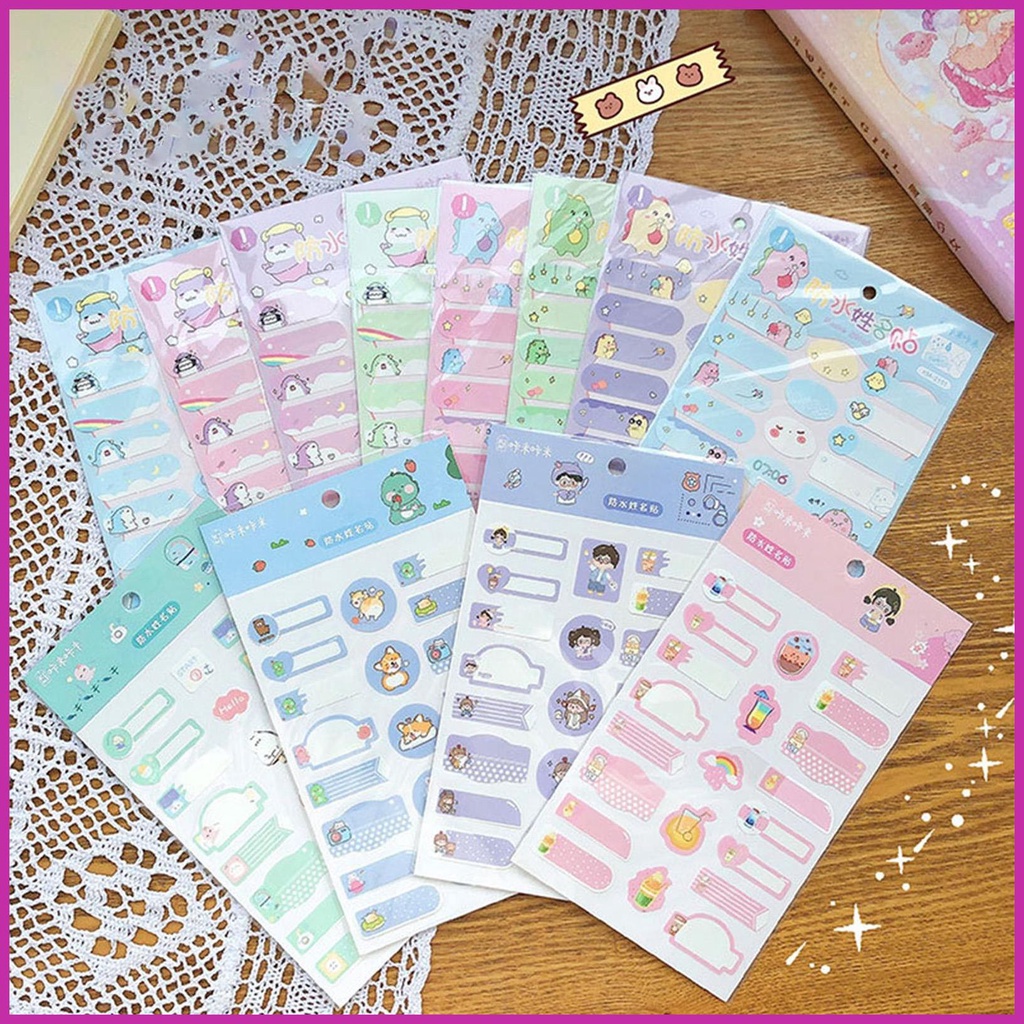 Nhãn cho đồ dùng học tập nhãn dán tên không thấm nước nhãn trường mẫu ngẫu nhiên thẻ tên hoạt hình dễ thương cho kerivn