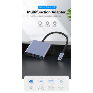 3in1 multi-function usb c docking station type c to hdmi 4k pd usb 3.0 c usb-c dock type-c hub adapter for laptop switch phone tablet