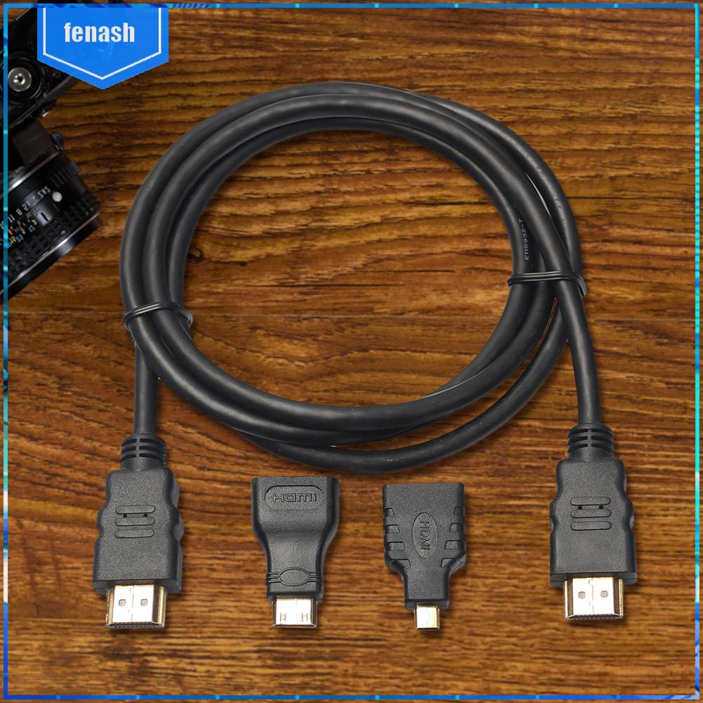3 trong 1 tốc độ cao hdmi-tương thích với mini / micro hdmi-tương thích cáp adapter cho pc tv ps4 [fenash.vn]