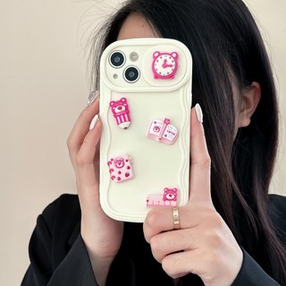 Ốp lưng điện thoại ống kính đẩy-kéo hình gấu lập thể dễ thương cho iphone 7 7plus 8 8plus xs xr silicone 11 12 13 14 pro plus promax