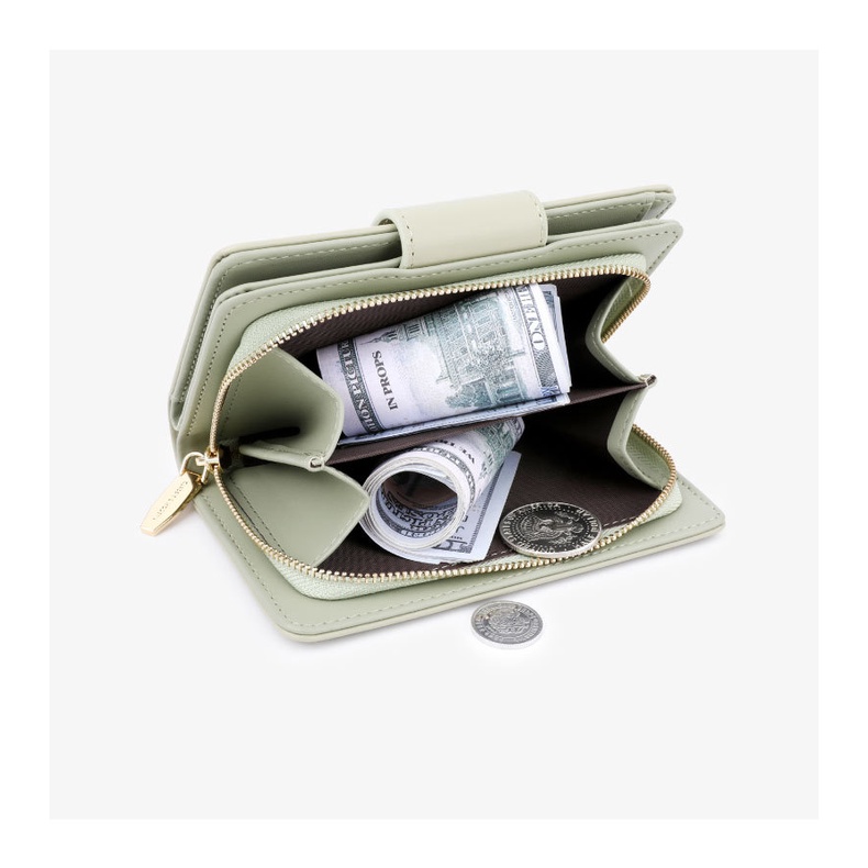 Terion Ví Ngắn Bằng Da pu Màu Trơn Đa Năng Phong Cách Hàn Quốc Cho Nữ