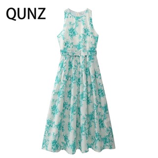 Qunz thời trang in hoa không tay mảnh váy 2350