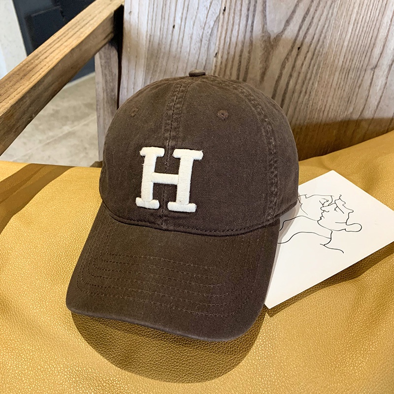 Phiên bản hàn quốc đơn giản chữ h mũ bóng chày cặp đôi mềm mại