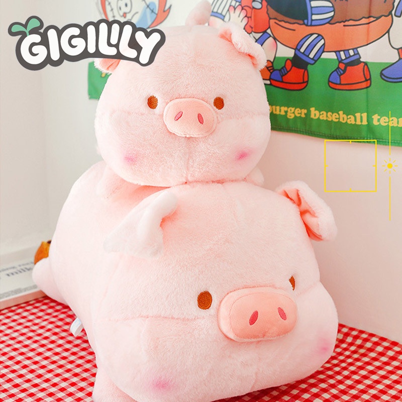 Gigilily búp bê lợn dễ thương đồ chơi sang trọng nằm búp bê lợn ngủ gối cô gái trẻ em búp bê