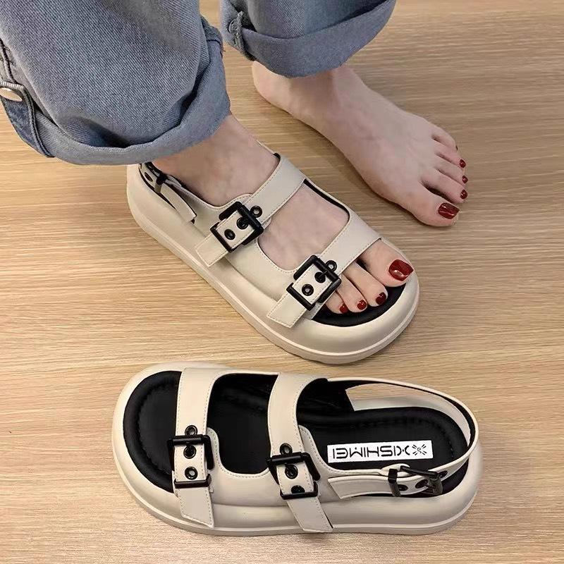 Sandal nữ đi học 2 khuy thời trang mới, sandal nữ đế cao 6cm