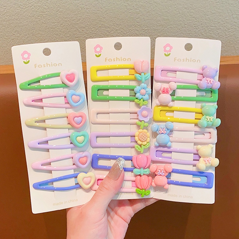 Kẹp tóc trẻ em đầy màu sắc cho bé gái bộ ghim tóc ngọt ngào trượt tóc dễ thương kẹp tóc hoa tình yêu kẹo bb kẹp