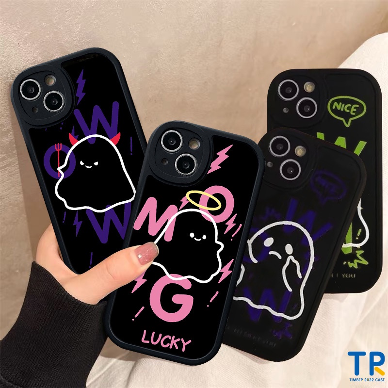 Funuy cute ghost soft couples case cho samsung a14 a13 a72 a23 a50s f22 a02s a03s m22 a30s a34 a04s a54 a52s a03 a04 a52 a50 m23 graffiti đầy màu sắc chữ tiếng anh bìa chống sốc