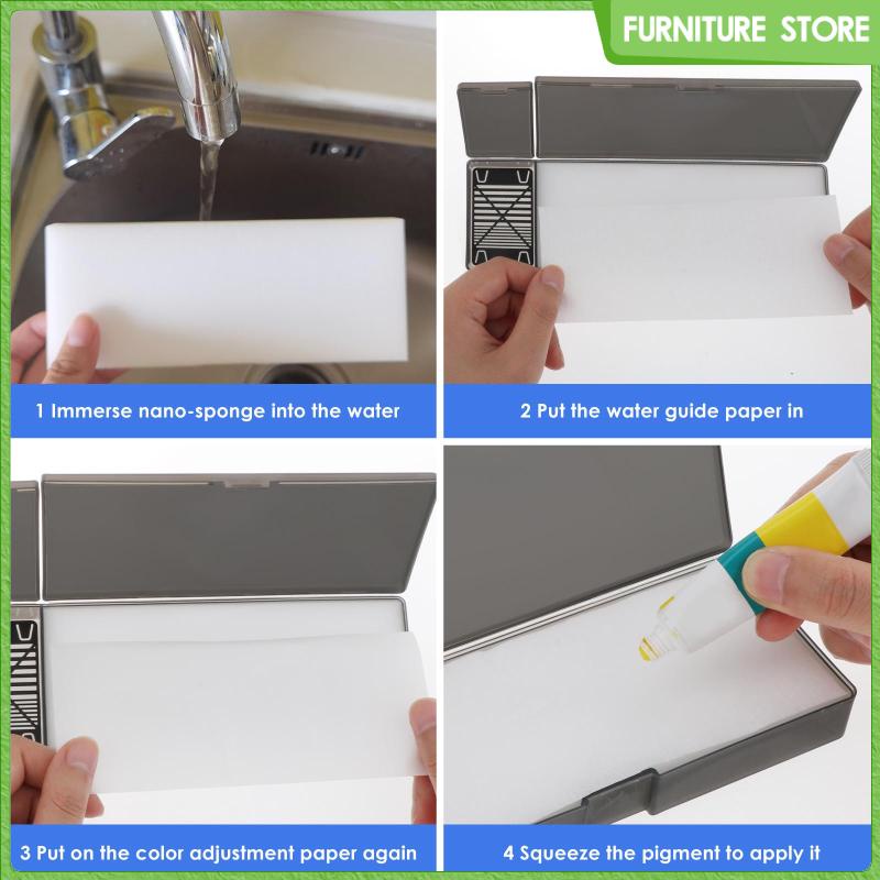 Pallet bảng màu ướt có nắp đậy kín và giấy bảng màu acrylic 10, màu mô hình bảng màu bột màu khay ướt sơn mô hình cho bức tranh thu nhỏ