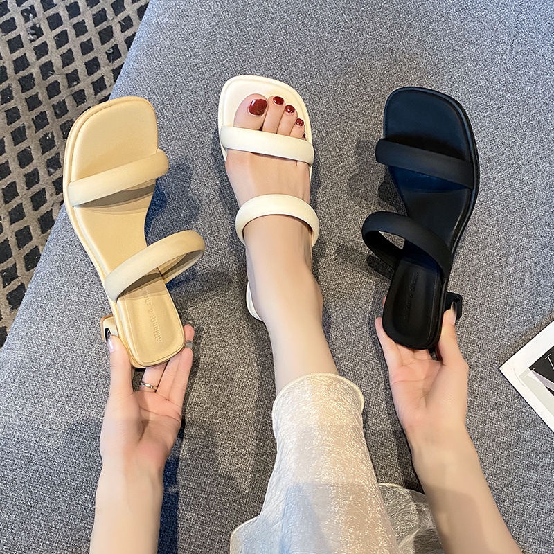 Thời trang nữ retro high-heeled khí chất pháp dép chunky heel sandals 02701