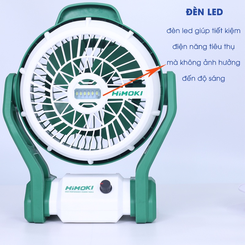 Quạt tích điện Himoki - Kích thước lớn 10 inch - Pin Lithium - Dùng liên tục 10 tiếng