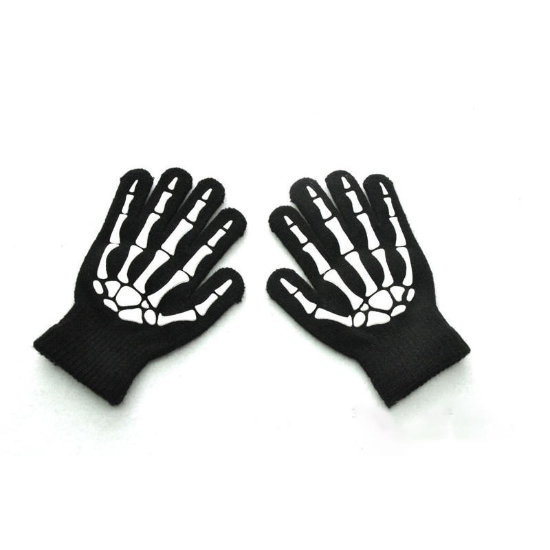 Warmom trẻ em trẻ em găng tay halloween găng tay đầu lâu phát sáng