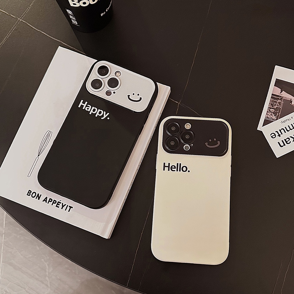 ỐP LƯNG IPHONEBeige black window smiley phone case thích hợp cho iphone14promax/13/12/11/xr/xs/x/xsmax/7/8plus-dinuo