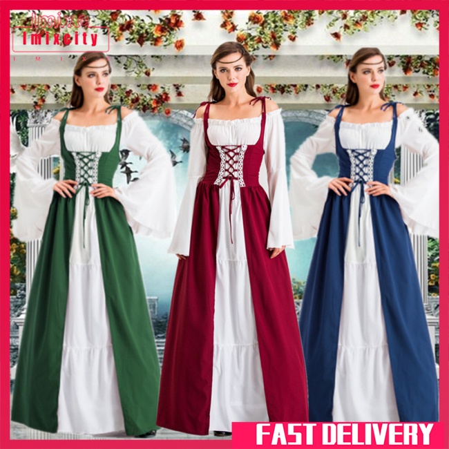 Imixcity 88% polyester 12% spandex trang phục âu mỹ trang phục tòa án thời trung cổ phục hưng retro dress halloween