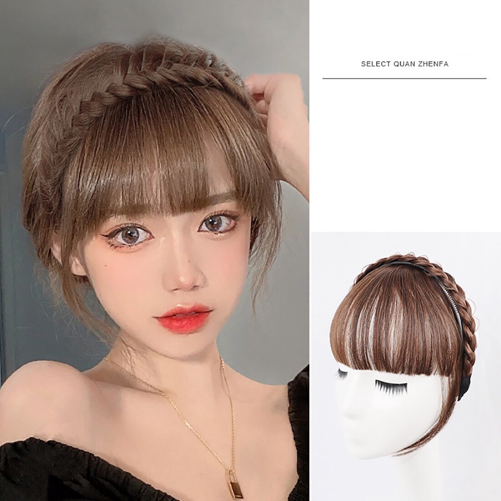 Cô gái ngọc trai xương cá bện băng đô băng đô tóc giả tóc trước tóc mái tua rua phần mở rộng tóc tóc giả tổng hợp băng đô cho nữ
