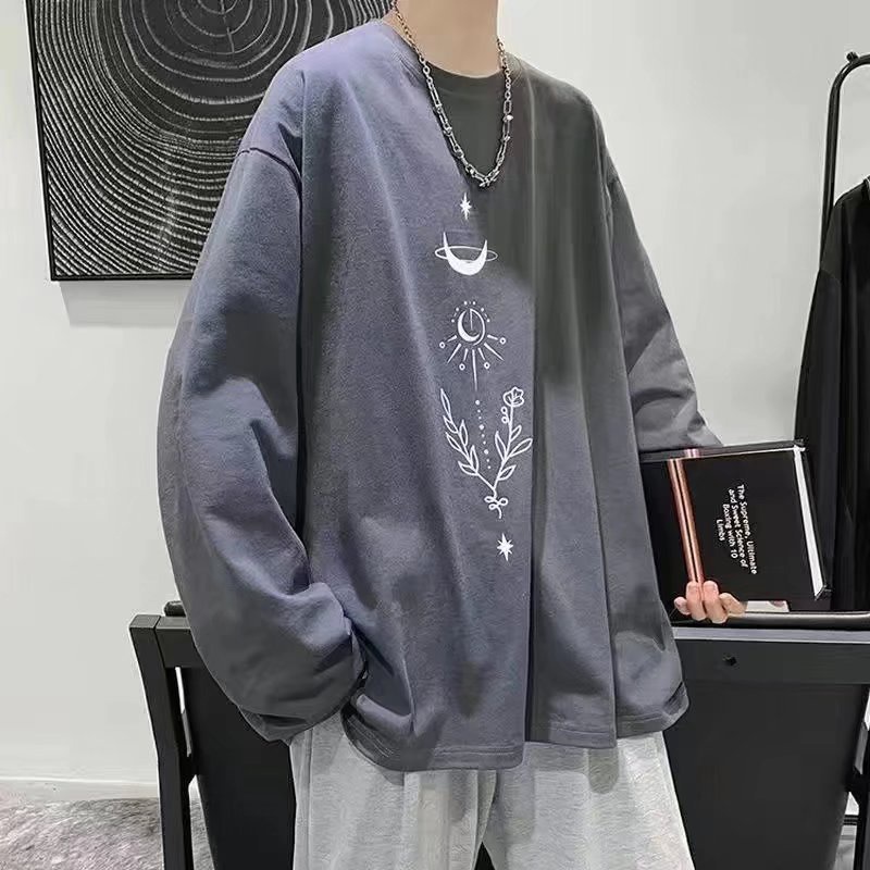 Áo thun dài tay mùa xuân thu nam phong cách Mỹ cao cấp đường phố