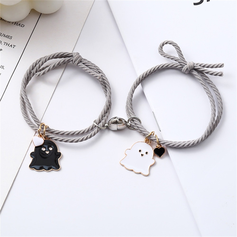 2 cái đen trắng ma cặp đôi nam châm vòng tay bao da tình yêu thu hút dây vòng đeo tay trang sức cho nam giới phụ nữ
