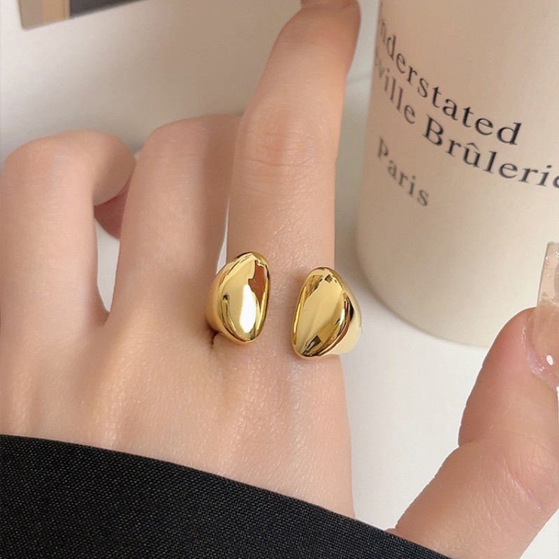 1 chiếc nâng cao phong cách pháp tối giản hình học dent nhẫn trơn nữ thiết kế bằng thép titan nhẫn ngón trỏ