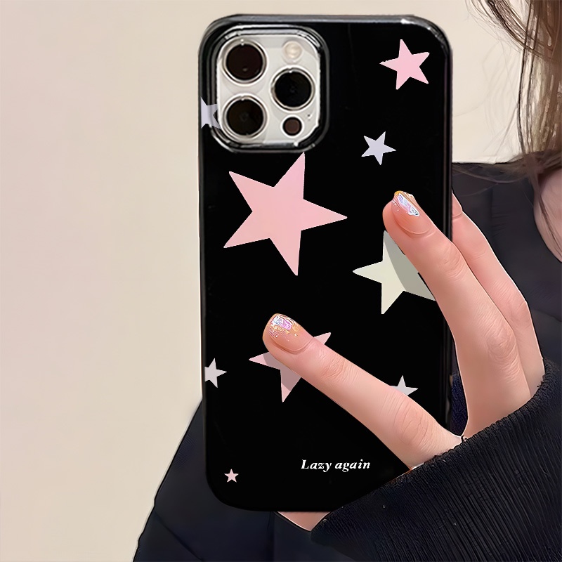 Ôp Điện Thoại tpu Dẻo Màu Đen In Hình Ngôi Sao Hồng Cho iphone 14 pro max iphone 13 pro max 12 pro max 11 xr xs 7plus 8 Ốp