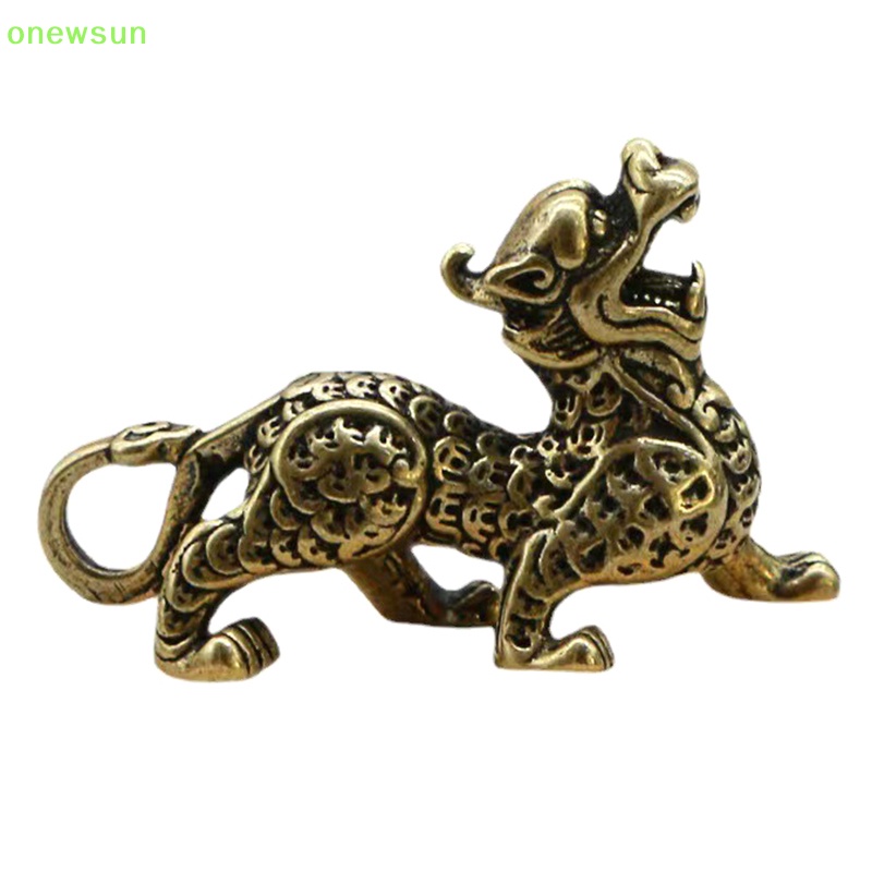 Onewsun 1pc tượng tượng nhỏ sự giàu có đồng thau trang trí thịnh vượng phong cách trung quốc trang trí qilin rồng may mắn động vật phong thủy cổ điển mới