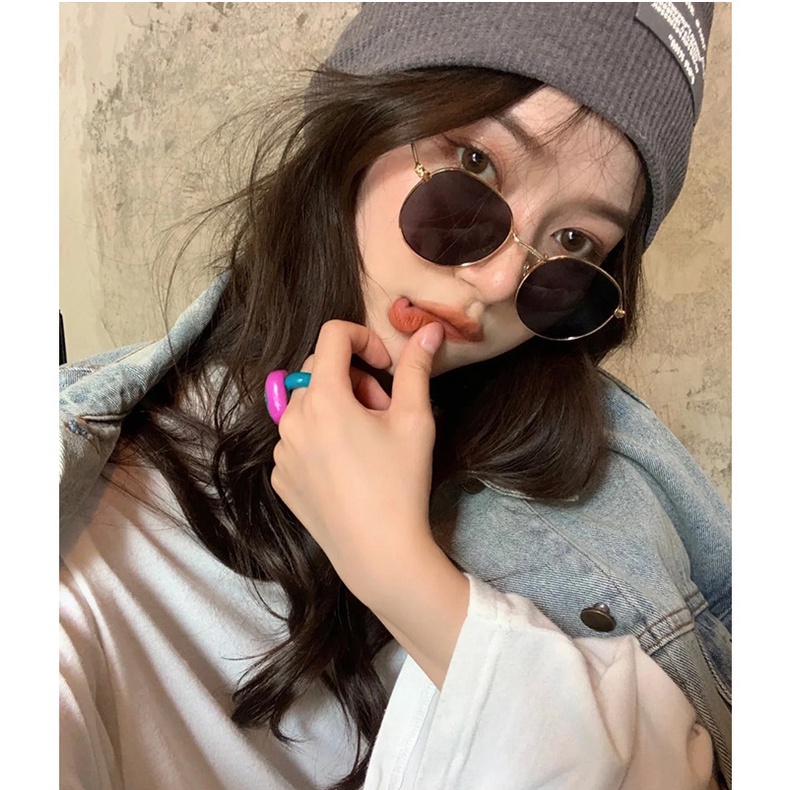 Kính râm thời trang cho nữ che nắng ngoài trời khung tròn uv kính râm hợp thời trang