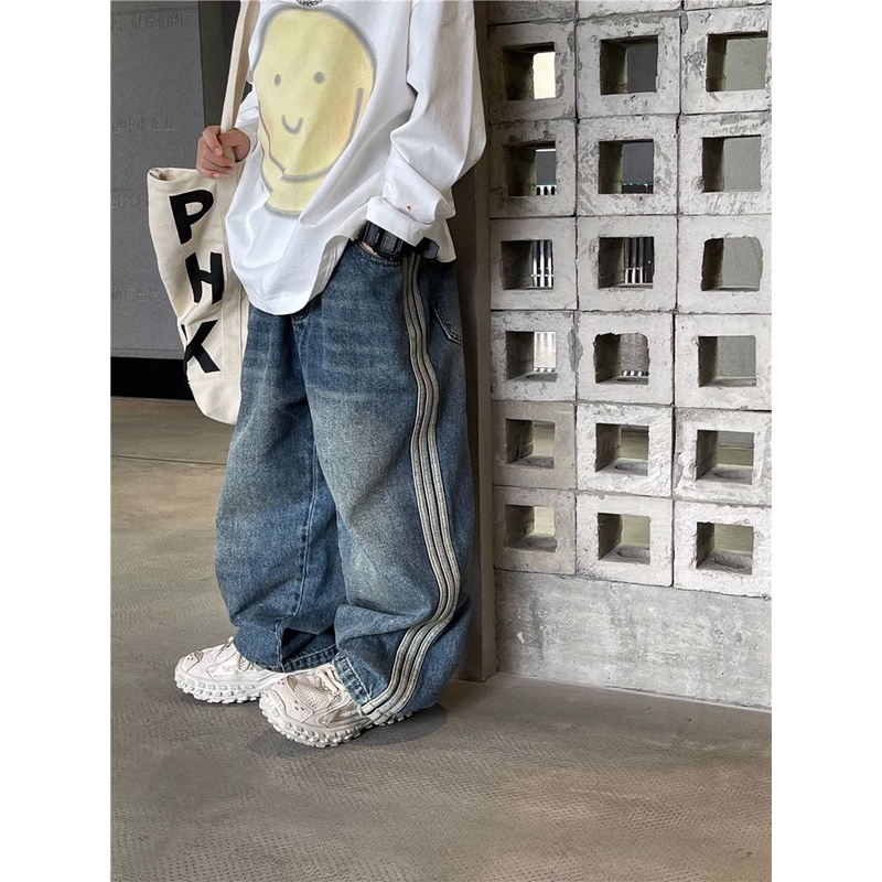 Quần jean trẻ em bé trai 'mùa thu mới quần denim lỏng lẻo giản dị thẳng retro
