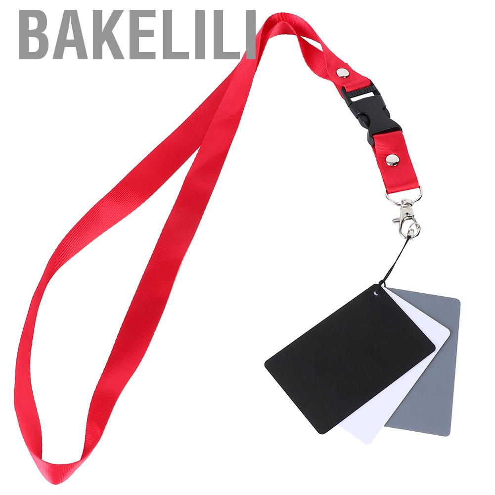 Bakelili 3in1 8.5x5.5cm 18% Digital Photography Exposure Color Gray/White/Black Balance Card Set with Strap For DSLR  White