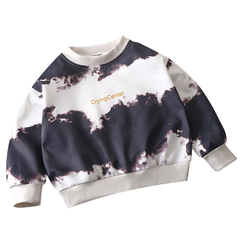 Áo nỉ nhiều màu sắc cho trẻ em 80-150cm Phong cách mới Bé trai Bé gái nhuộm mực Áo sơ mi đáy dài tay cho trẻ em Trung nhỏ Quần áo trẻ em một mảnh